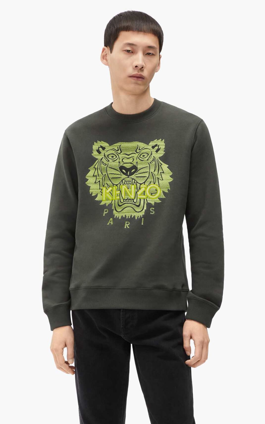 Kenzo Tiger φούτερ ανδρικα βαθυ Χακί | GR470073